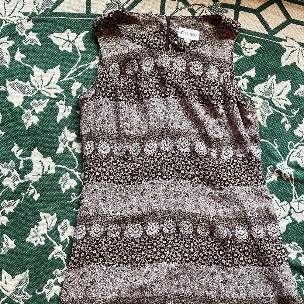 brown white floral prairie maxi dress